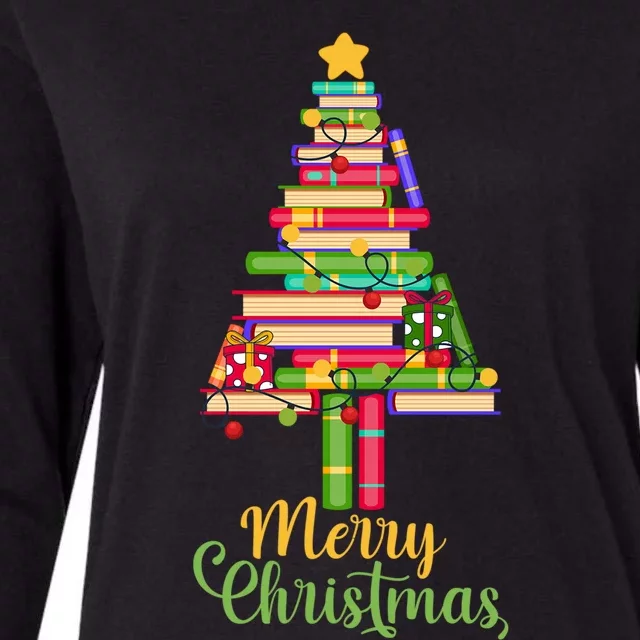 Books Christmas Tree Santa Fun Celebration Funny Gift Family Gift Womens Cotton Relaxed Long Sleeve T-Shirt