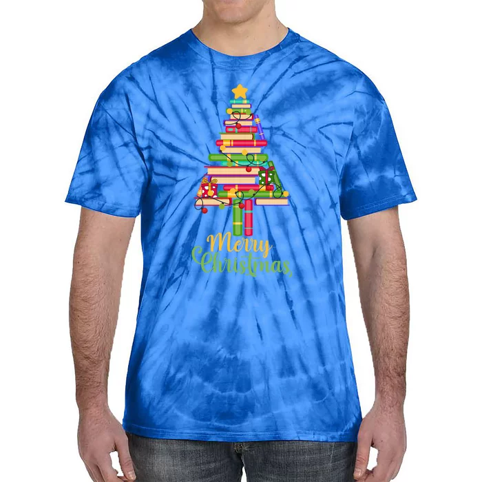 Books Christmas Tree Santa Fun Celebration Funny Gift Family Gift Tie-Dye T-Shirt