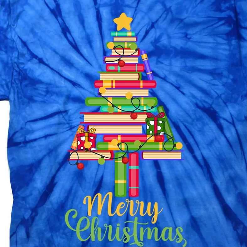 Books Christmas Tree Santa Fun Celebration Funny Gift Family Gift Tie-Dye T-Shirt