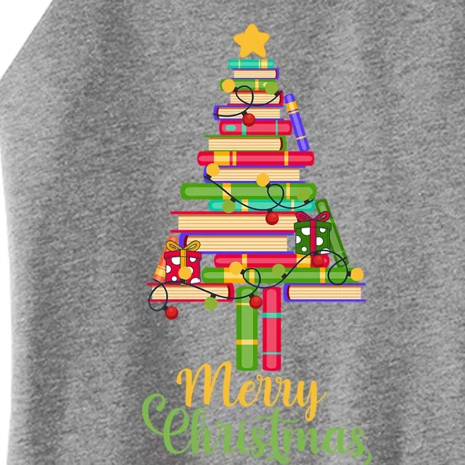 Books Christmas Tree Santa Fun Celebration Funny Gift Family Gift Women’s Perfect Tri Rocker Tank