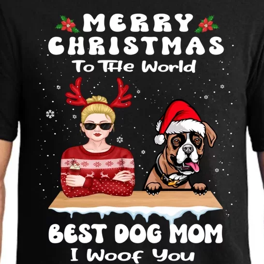 Boxer Christmas To The World Best Dog Mom Funny Xmas Funny Gift Pajama Set