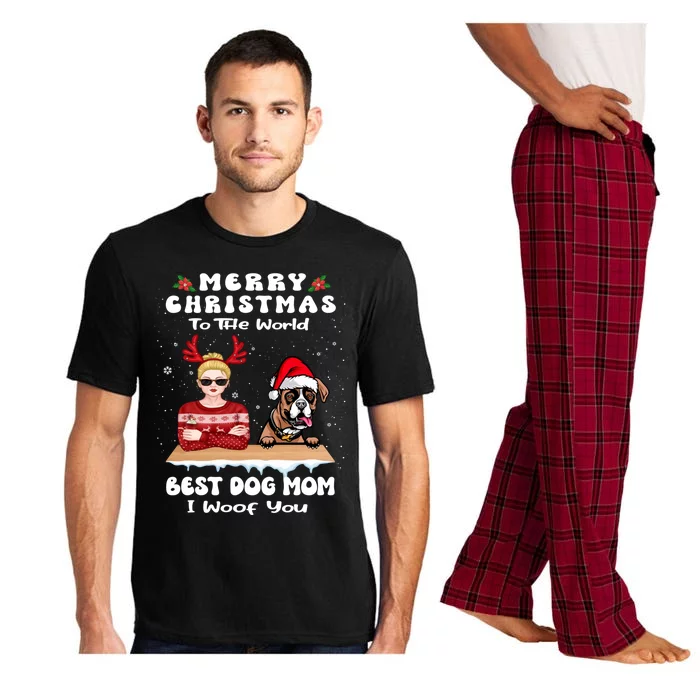 Boxer Christmas To The World Best Dog Mom Funny Xmas Funny Gift Pajama Set