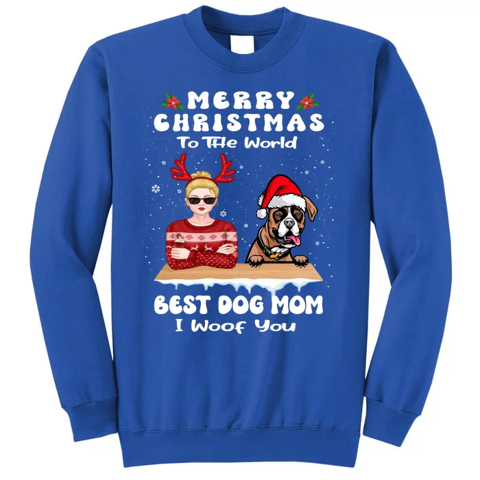 Boxer Christmas To The World Best Dog Mom Funny Xmas Funny Gift Tall Sweatshirt