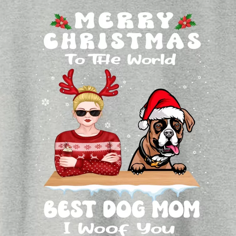 Boxer Christmas To The World Best Dog Mom Funny Xmas Funny Gift Women's Crop Top Tee