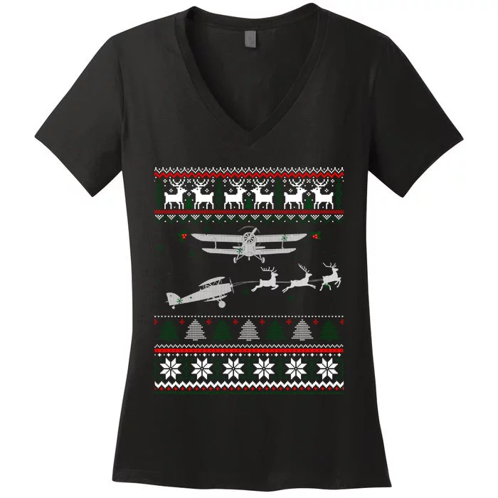 Best Christmas Thanksgiving Gift Pilots Aviation Ugly Women's V-Neck T-Shirt