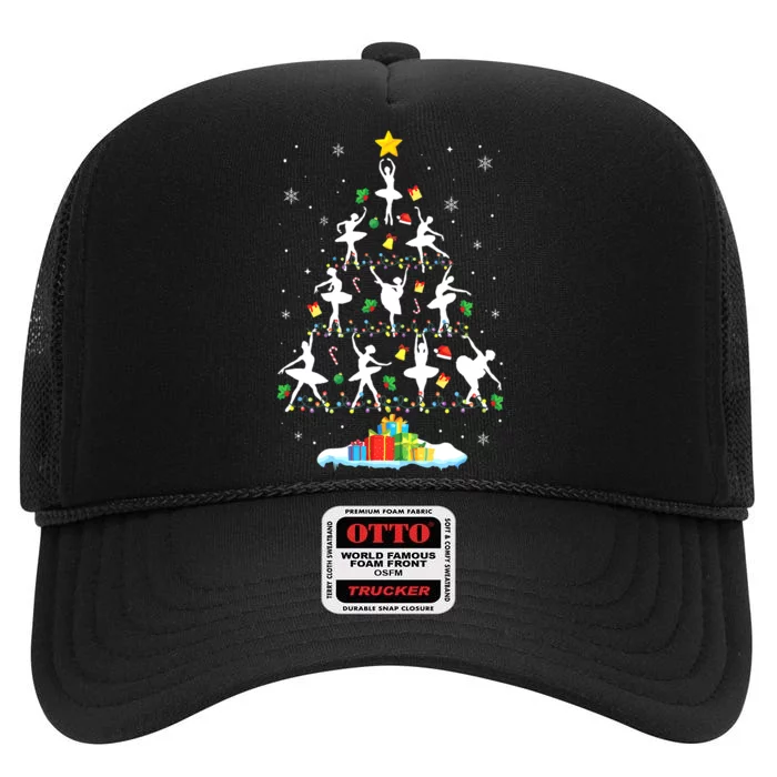 Ballet Christmas Tree Ballet Dancer Christmas Ballet Teacher High Crown Mesh Trucker Hat