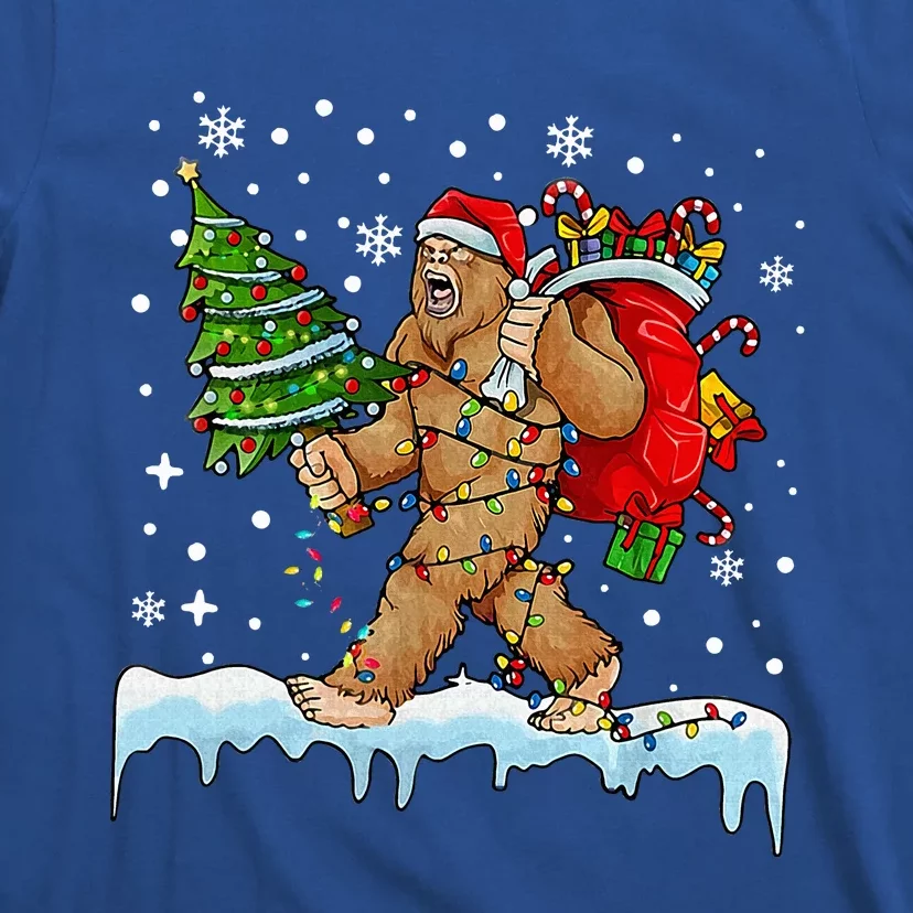 Bigfoot Christmas Tree Lights Xmas Sasquatch Lovers T-Shirt