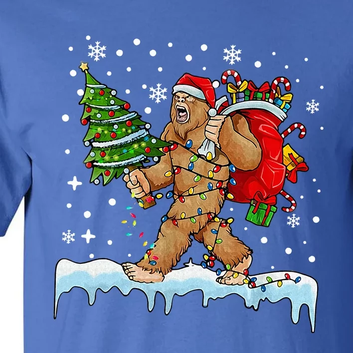 Bigfoot Christmas Tree Lights Xmas Sasquatch Lovers Tall T-Shirt