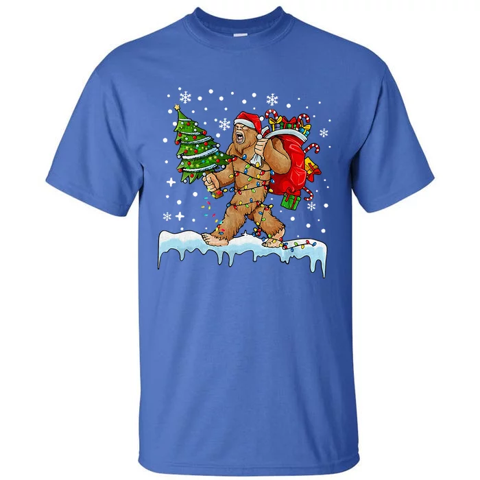 Bigfoot Christmas Tree Lights Xmas Sasquatch Lovers Tall T-Shirt