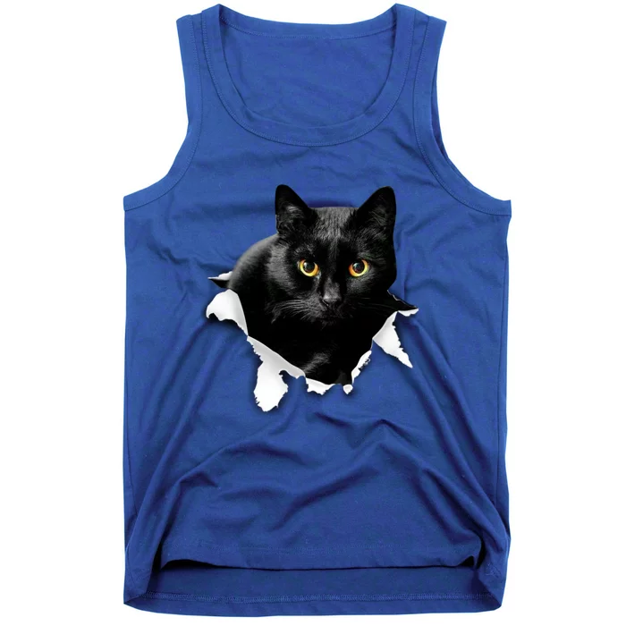 Black Cat Torn Cloth Gifts For Cat Lover Cat Dad Cat Mom Tank Top