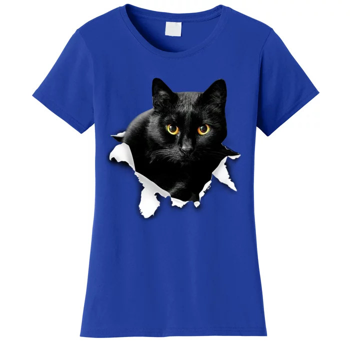 Black Cat Torn Cloth Gifts For Cat Lover Cat Dad Cat Mom Women's T-Shirt