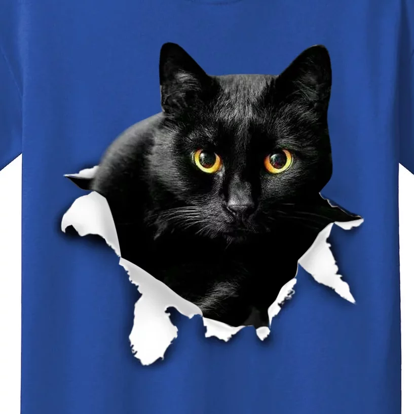 Black Cat Torn Cloth Gifts For Cat Lover Cat Dad Cat Mom Kids T-Shirt