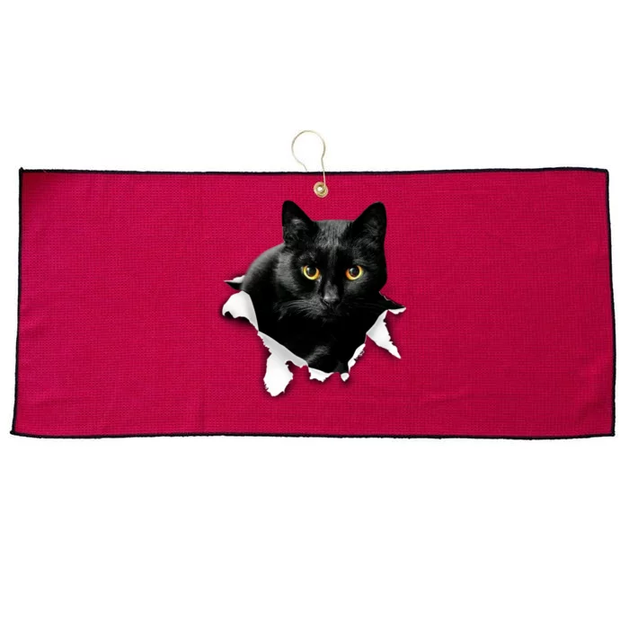 Black Cat Torn Cloth Gifts For Cat Lover Cat Dad Cat Mom Large Microfiber Waffle Golf Towel