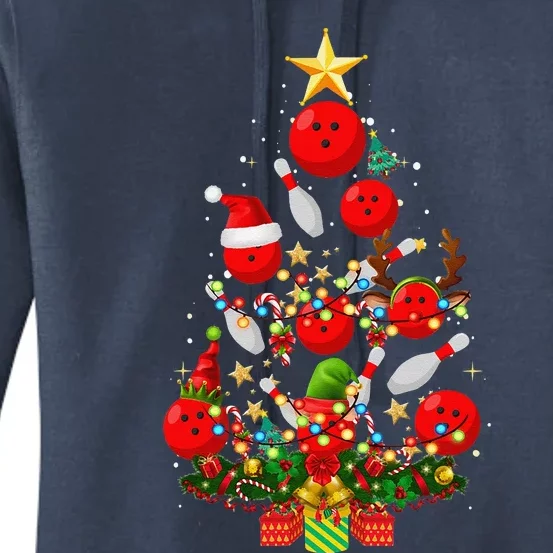 Bowling Christmas Tree Lights Funny Xmas Gifts For Funny Funny Women's Pullover Hoodie