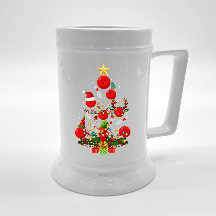 Bowling Christmas Tree Lights Funny Xmas Gifts For Funny Funny Front & Back Beer Stein