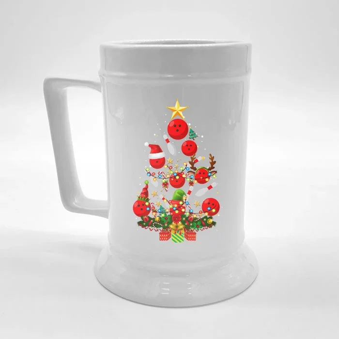 Bowling Christmas Tree Lights Funny Xmas Gifts For Funny Funny Front & Back Beer Stein