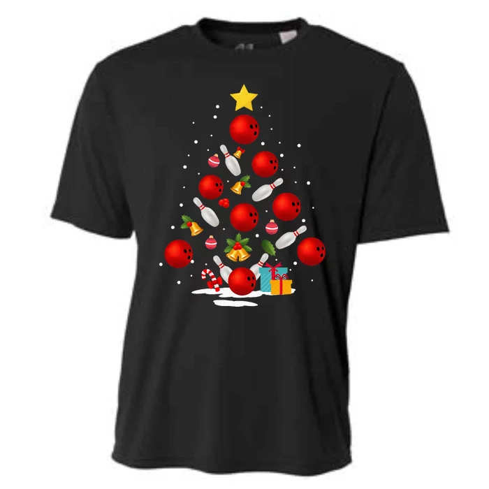 Bowling Christmas Tree Lights Xmas Cooling Performance Crew T-Shirt