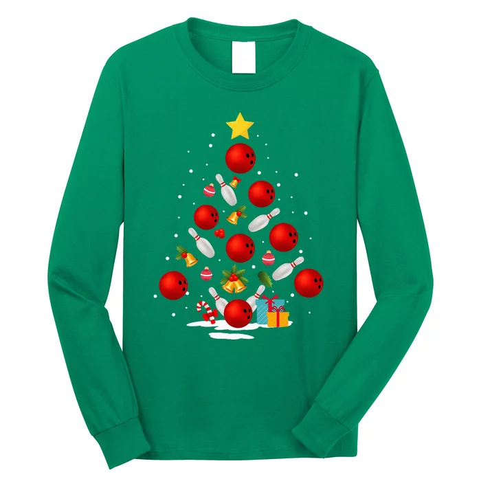 Bowling Christmas Tree Lights Xmas Long Sleeve Shirt