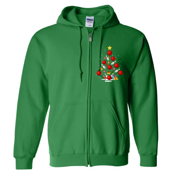 Bowling Christmas Tree Lights Xmas Full Zip Hoodie