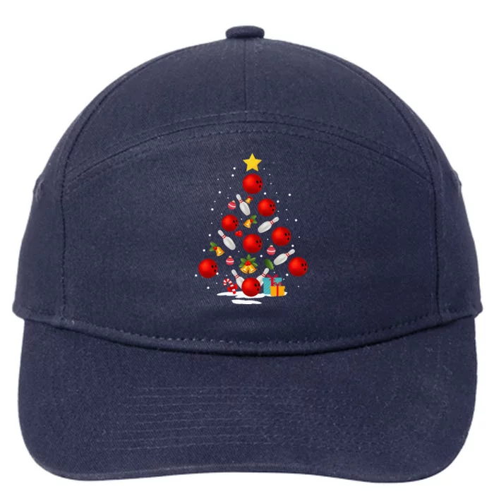 Bowling Christmas Tree Lights Xmas 7-Panel Snapback Hat