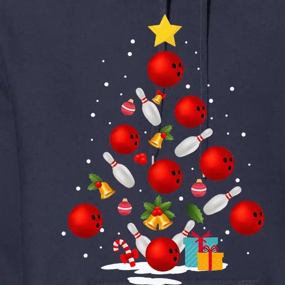 Bowling Christmas Tree Lights Xmas Premium Hoodie