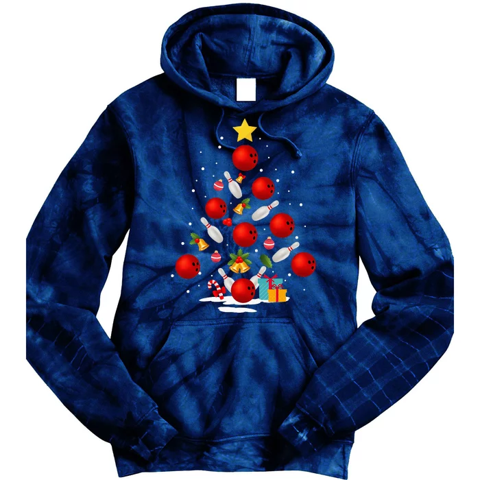 Bowling Christmas Tree Lights Xmas Tie Dye Hoodie