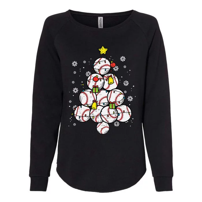 Baseball Christmas Tree Xmas Sports Player Womens California Wash Sweatshirt