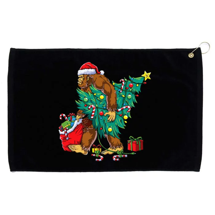 Bigfoot Christmas Tree Lights Xmas Sasquatch Lovers Grommeted Golf Towel