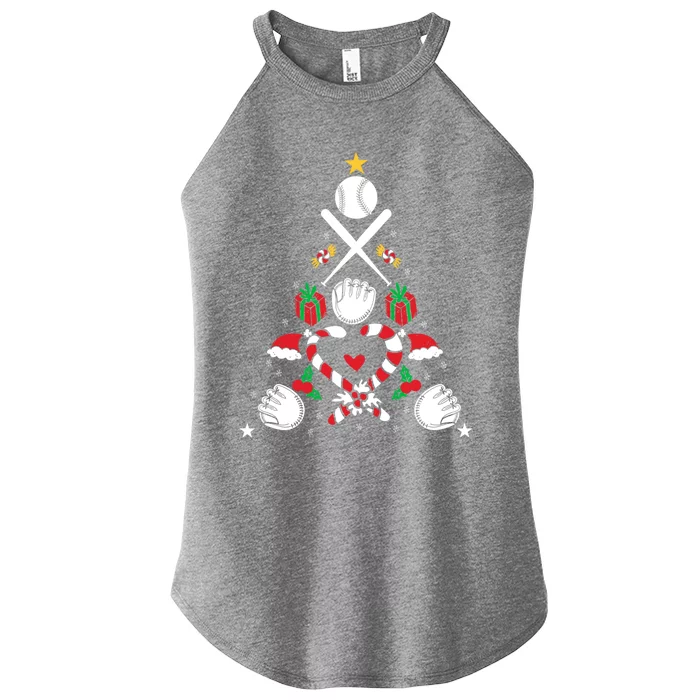 Baseball Christmas Tree Baseball Bats Xmas Baseball Player Gift Women’s Perfect Tri Rocker Tank