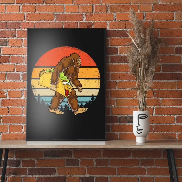 Bigfoot Carrying Taco Funny Cinco De Mayo Men Sasquatch Poster