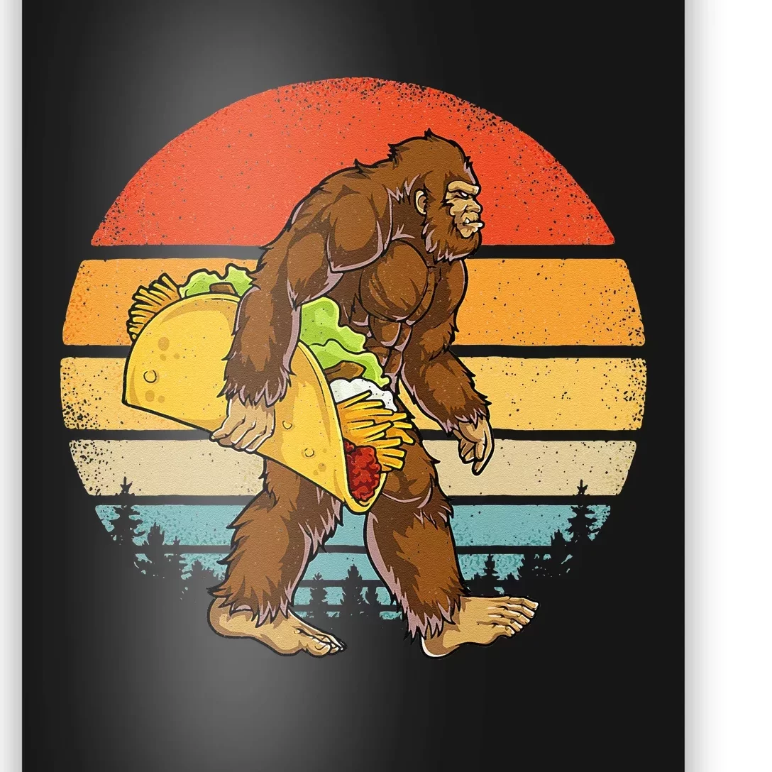 Bigfoot Carrying Taco Funny Cinco De Mayo Men Sasquatch Poster