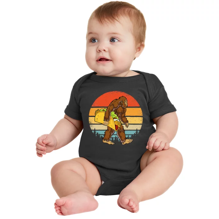 Bigfoot Carrying Taco Funny Cinco De Mayo Men Sasquatch Baby Bodysuit