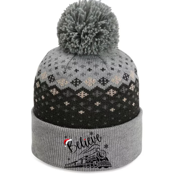 Believe Christmas Train Holiday The Baniff Cuffed Pom Beanie