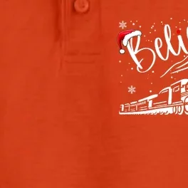 Believe Christmas Train Holiday Dry Zone Grid Performance Polo