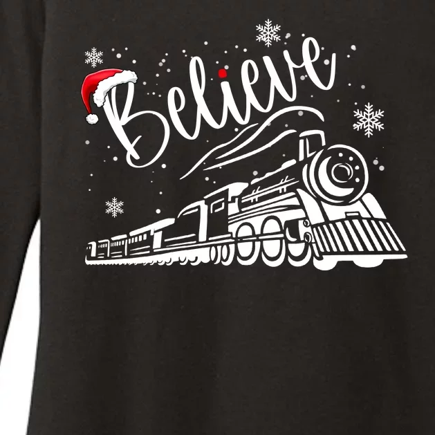 Believe Christmas Train Holiday Womens CVC Long Sleeve Shirt