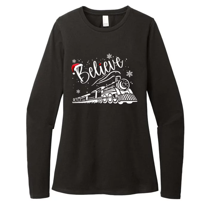 Believe Christmas Train Holiday Womens CVC Long Sleeve Shirt