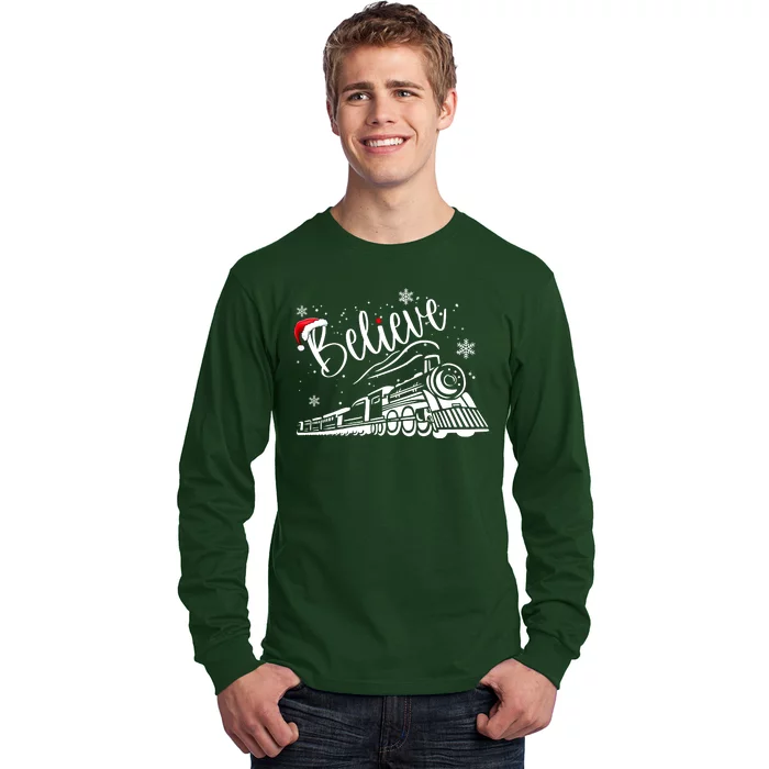 Believe Christmas Train Holiday Long Sleeve Shirt