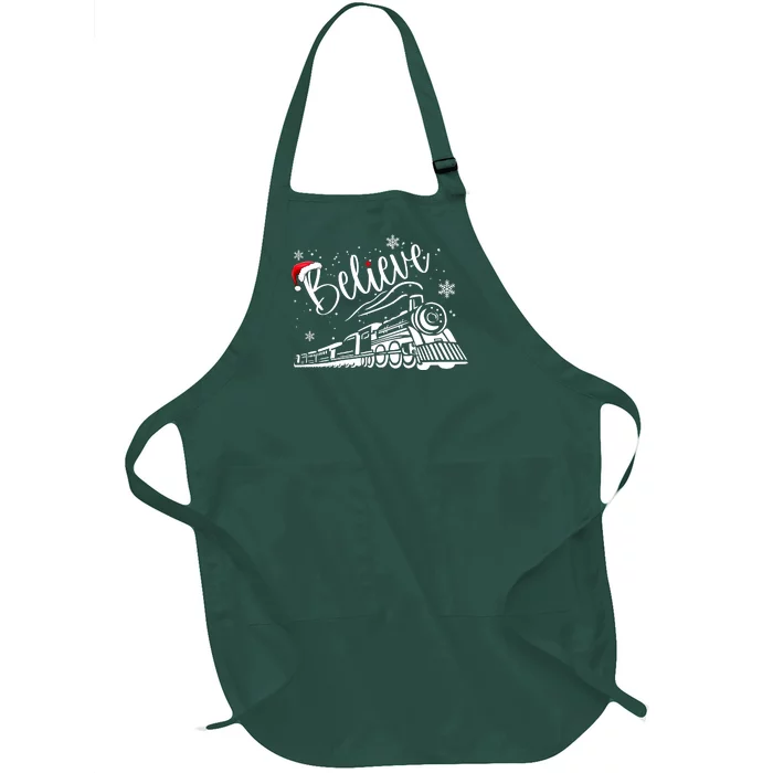 Believe Christmas Train Holiday Full-Length Apron With Pocket