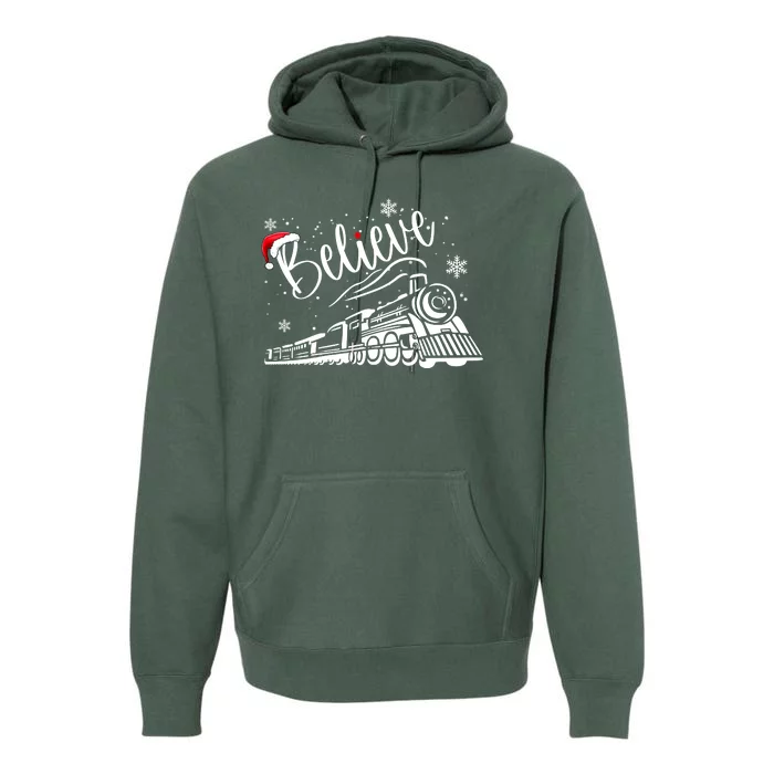 Believe Christmas Train Holiday Premium Hoodie