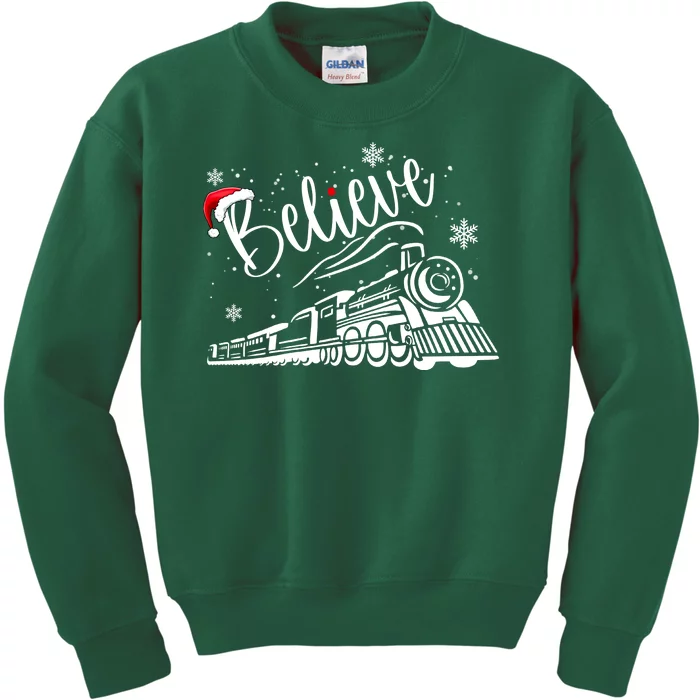 Believe Christmas Train Holiday Kids Sweatshirt