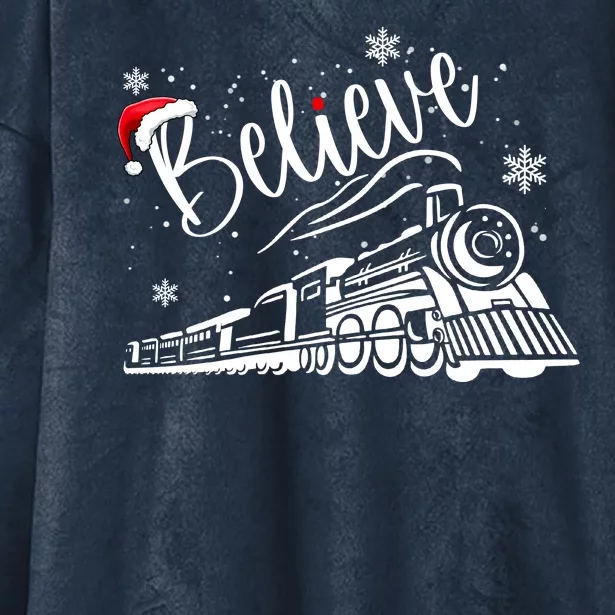 Believe Christmas Train Holiday Hooded Wearable Blanket