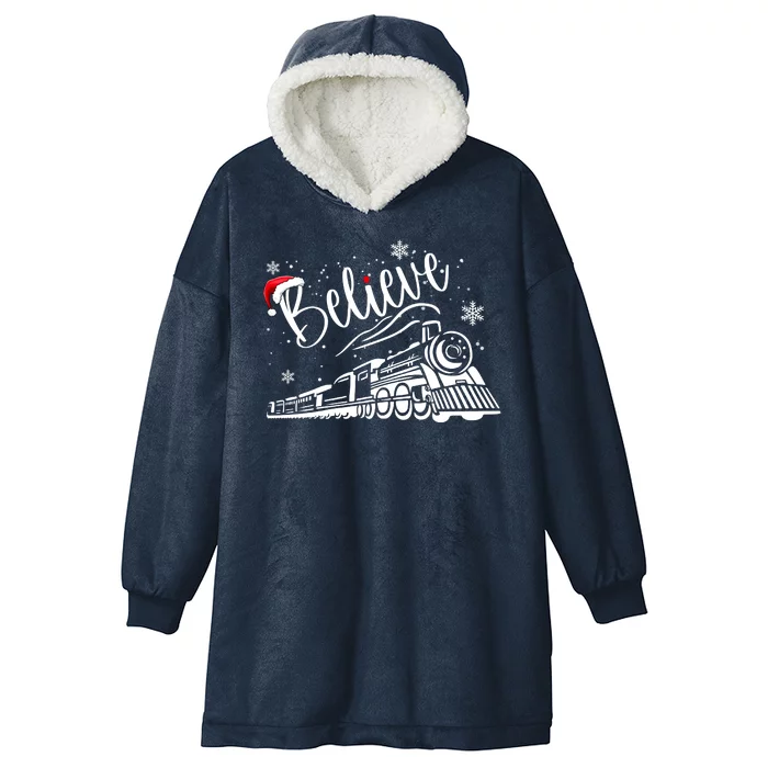 Believe Christmas Train Holiday Hooded Wearable Blanket