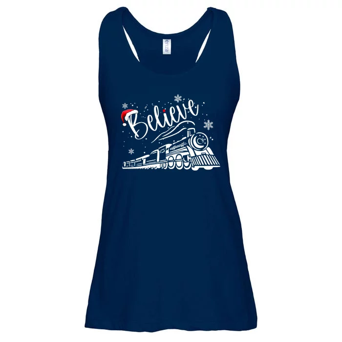 Believe Christmas Train Holiday Ladies Essential Flowy Tank