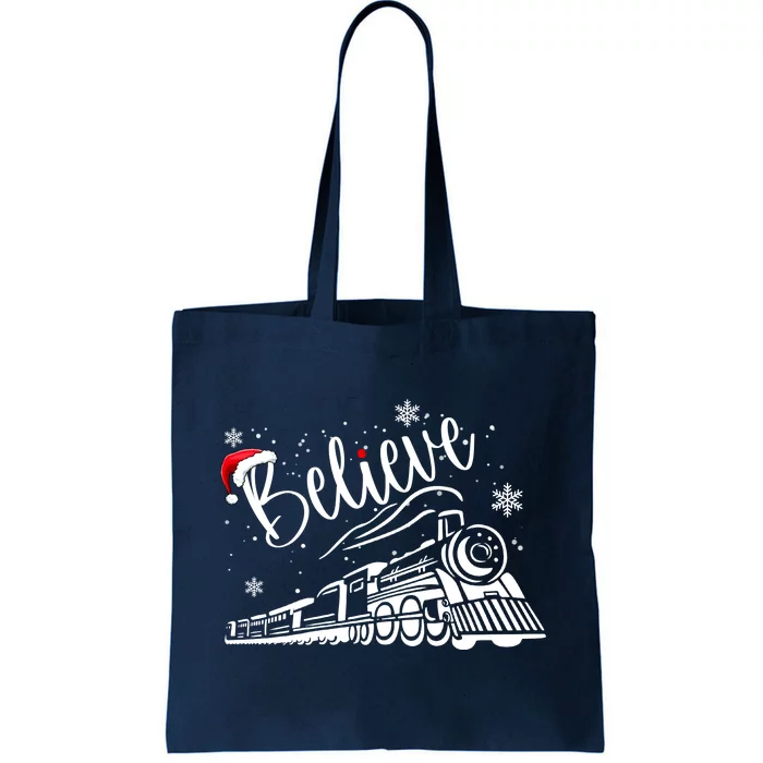 Believe Christmas Train Holiday Tote Bag