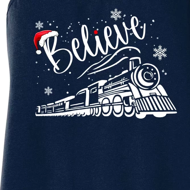 Believe Christmas Train Holiday Women's Racerback Tank