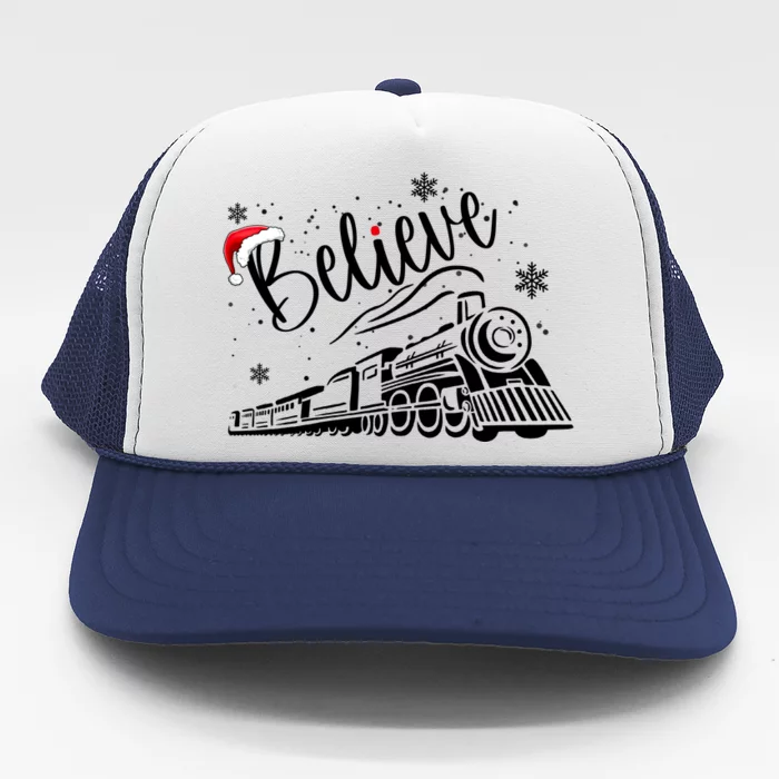 Believe Christmas Train Holiday Trucker Hat