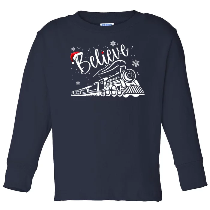 Believe Christmas Train Holiday Toddler Long Sleeve Shirt