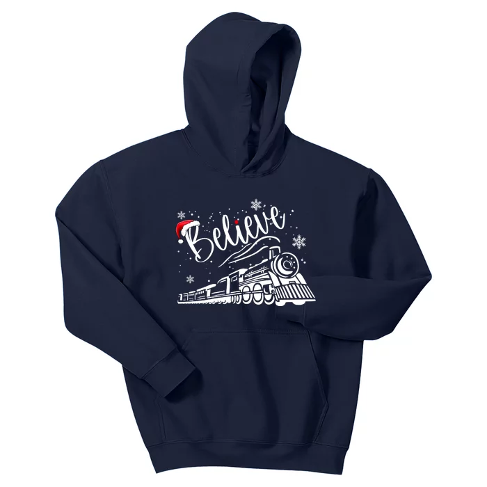 Believe Christmas Train Holiday Kids Hoodie