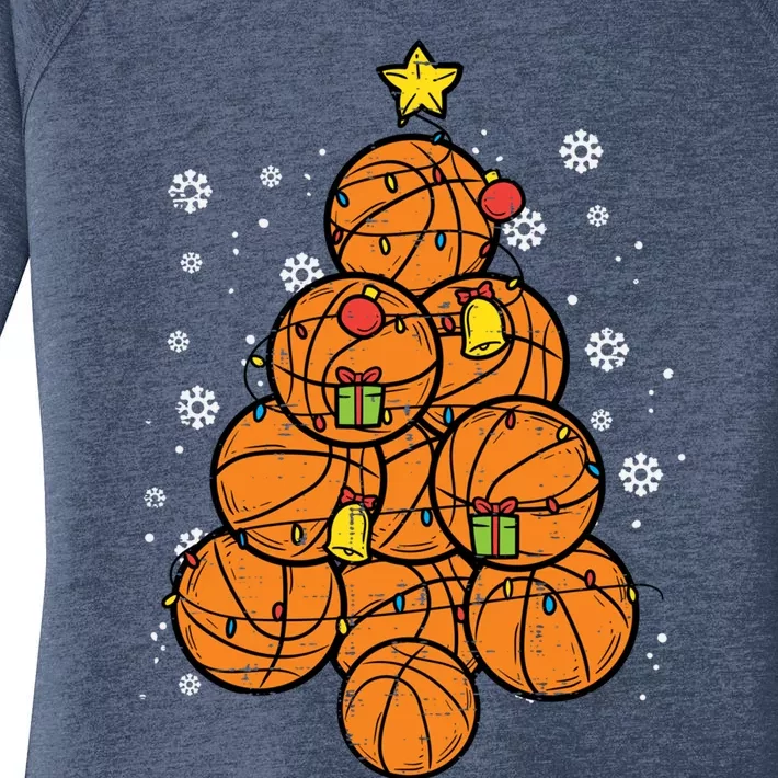 Basketball Christmas Tree Xmas Pajamas Pjs Sports Player Great Gift Women's Perfect Tri Tunic Long Sleeve Shirt