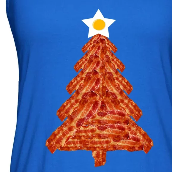 Bacon Christmas Tree Gift Breakfast Holiday Egg Star Holiday Gift Ladies Essential Flowy Tank